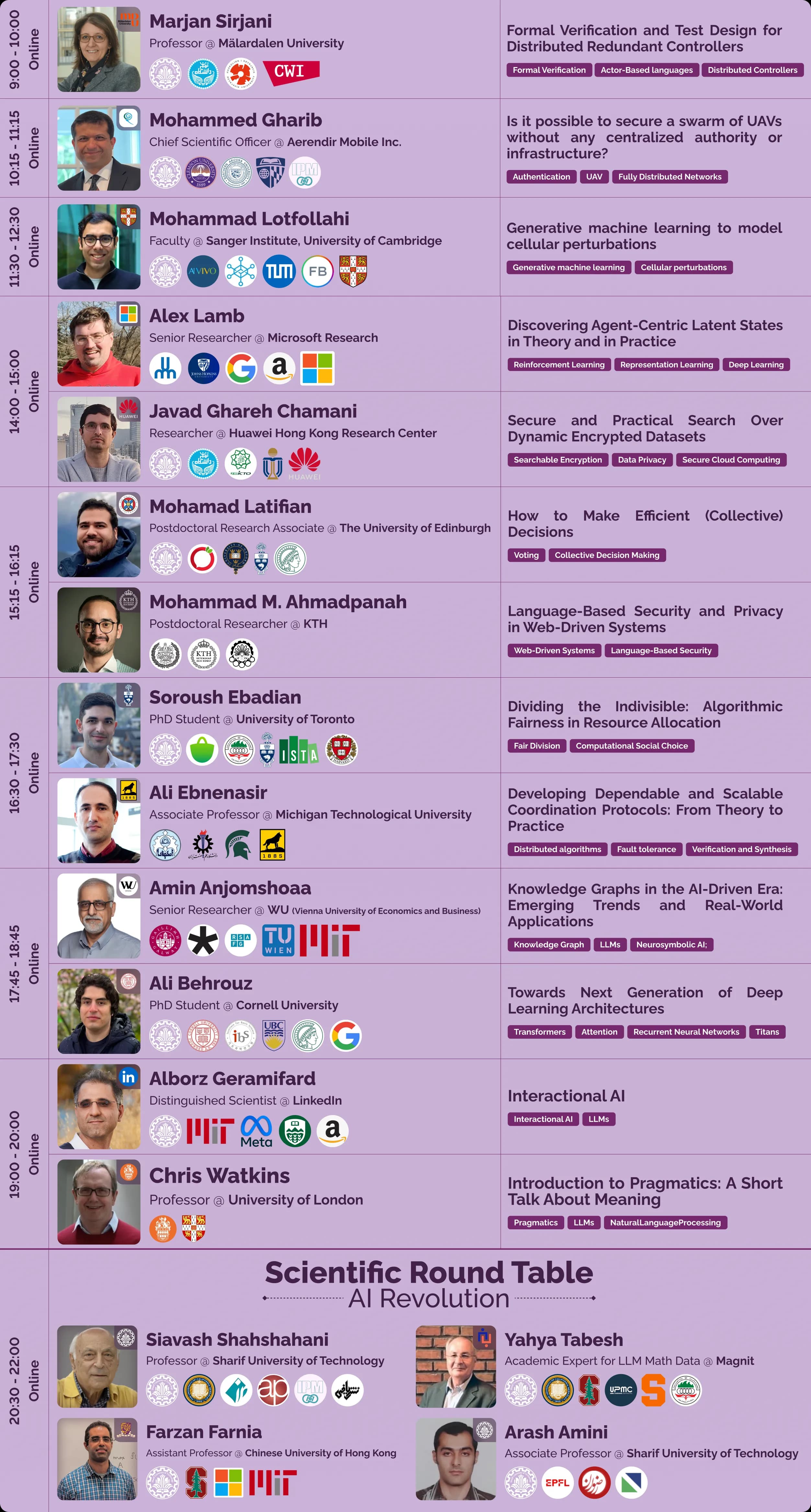 10th Winter Seminar Series schedule — Second Day